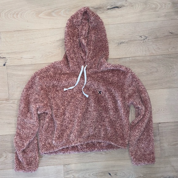 Pink fuzzy cropped sweatshirt, size small - Picture 1 of 2